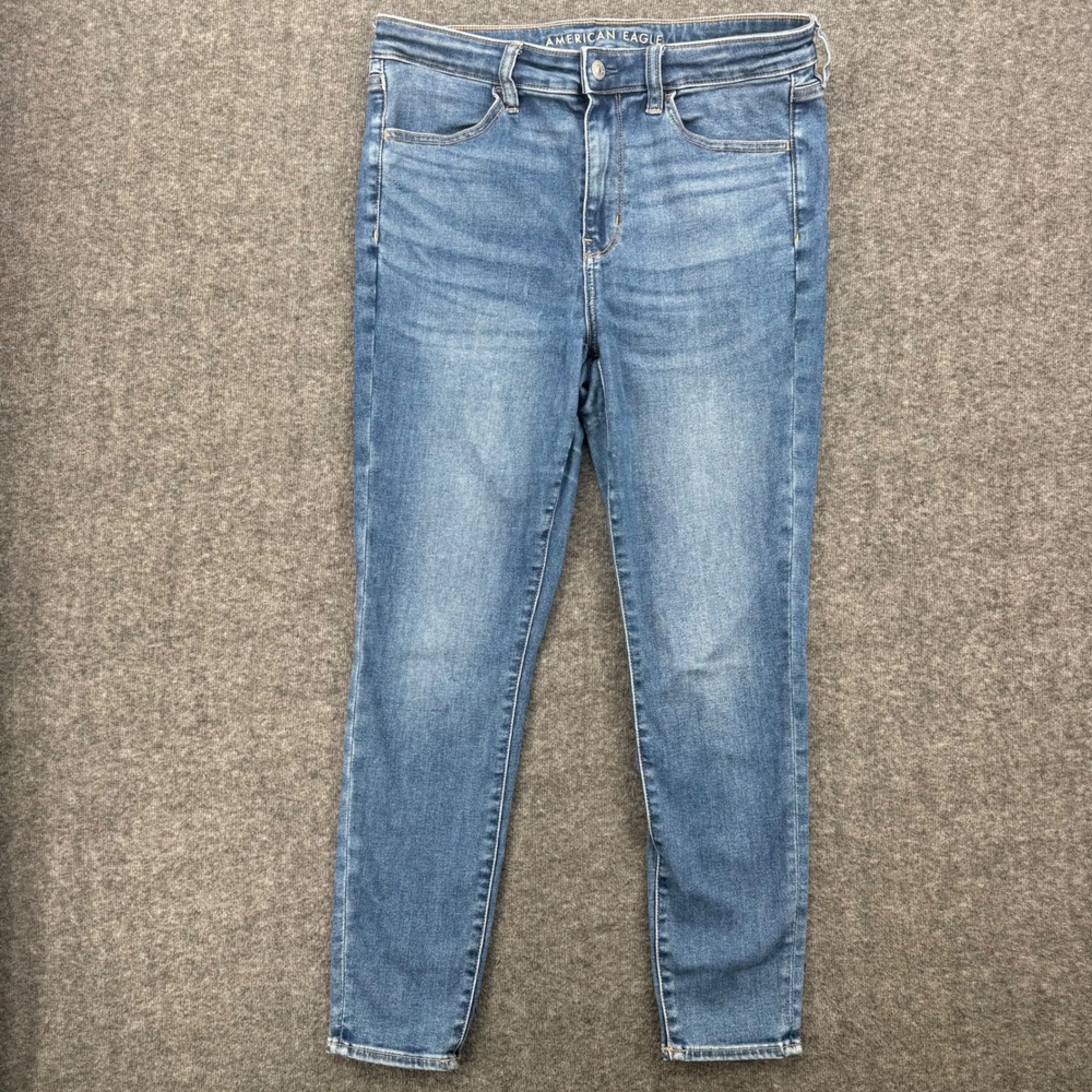 American Eagle Womens Hi-Rise Jegging Next Level Stretch Blue Jeans 12 Short